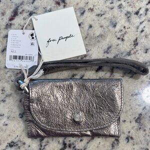 Free People Silver Leather Bag Lanyard